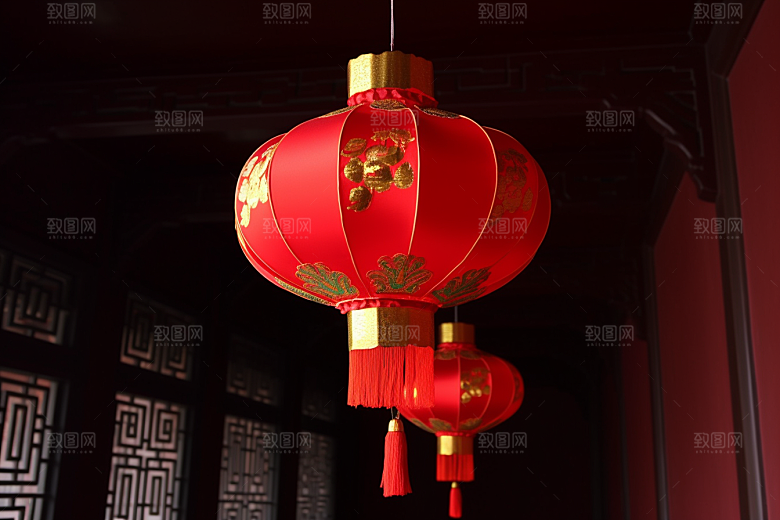 春节灯笼红火高清摄影图