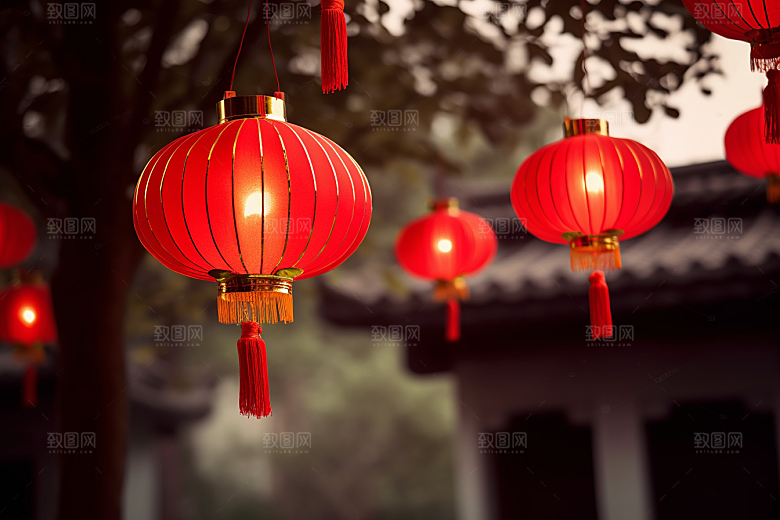 春节灯笼庆贺过年摄影图