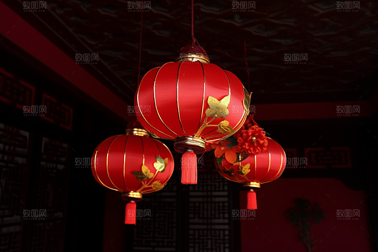 春节灯笼庆祝庆贺摄影图