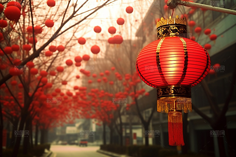 春节灯笼庆祝新年摄影图