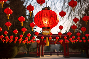 春节灯笼新年红火摄影图