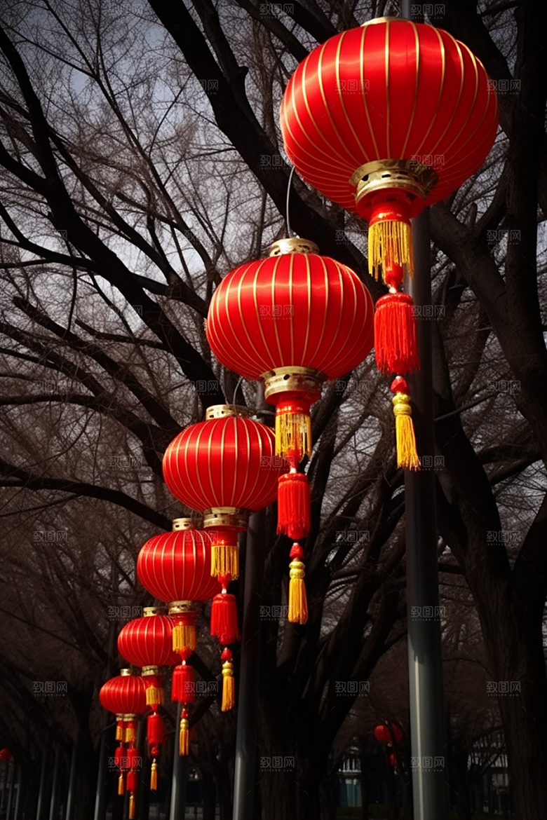 春节灯笼挂灯笼庆祝摄影图