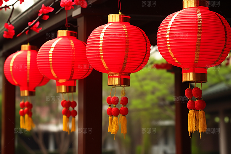 春节灯笼过年庆祝摄影图