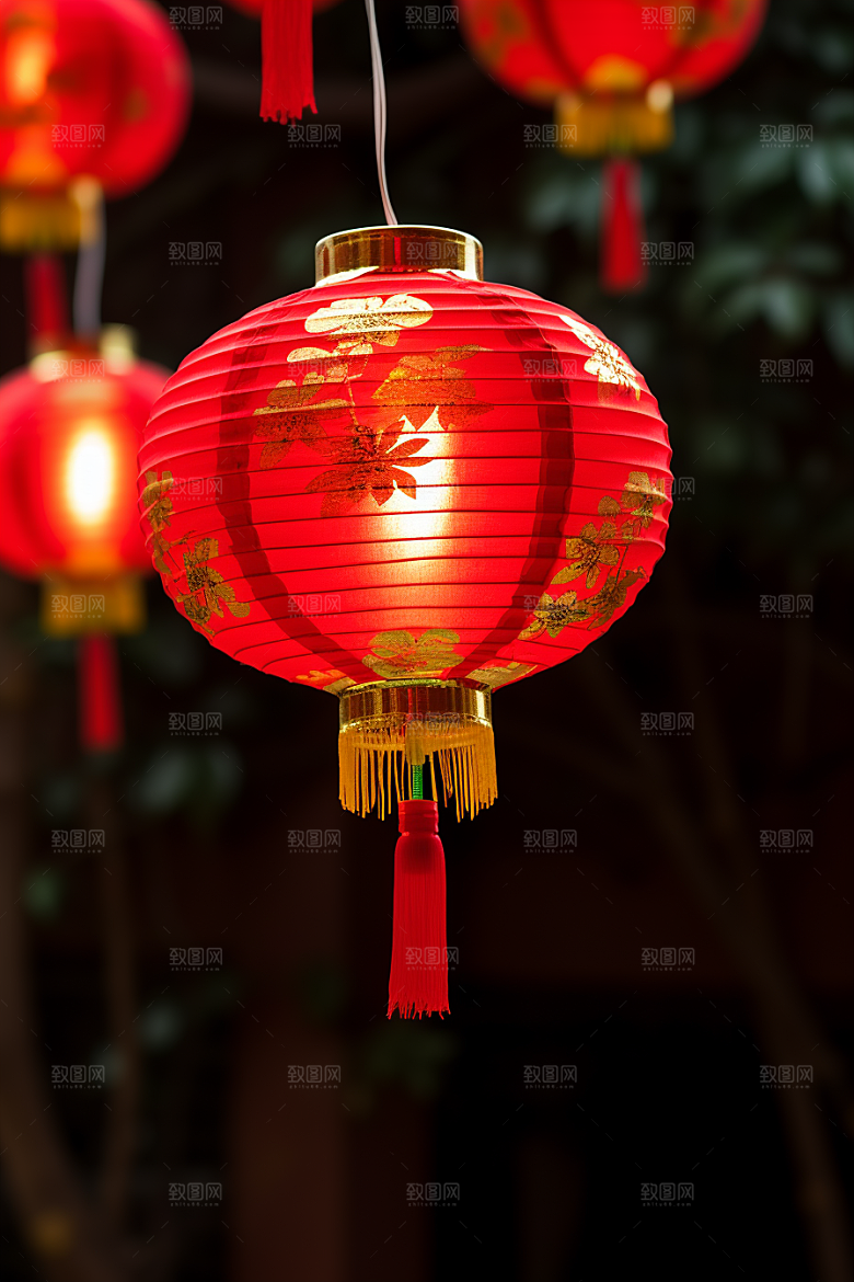 春节灯笼挂灯笼庆贺摄影图