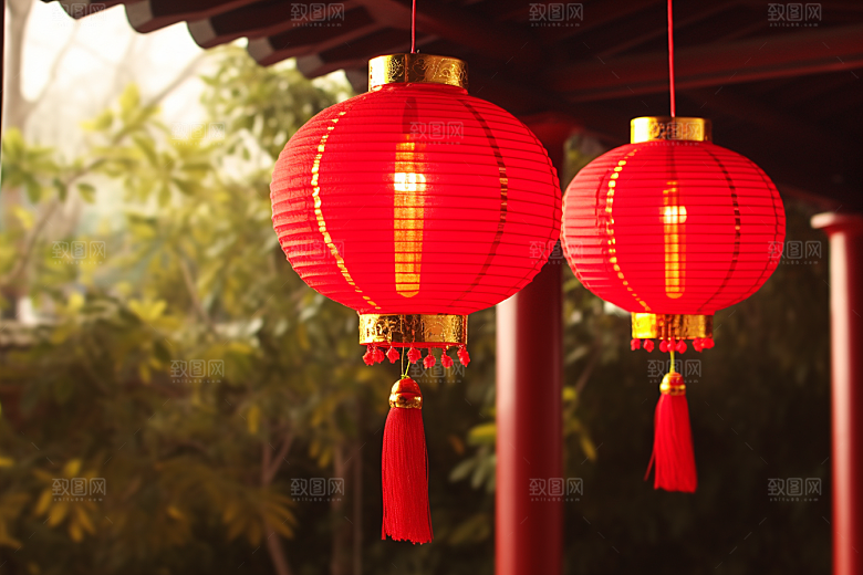 春节灯笼庆祝挂灯笼摄影图