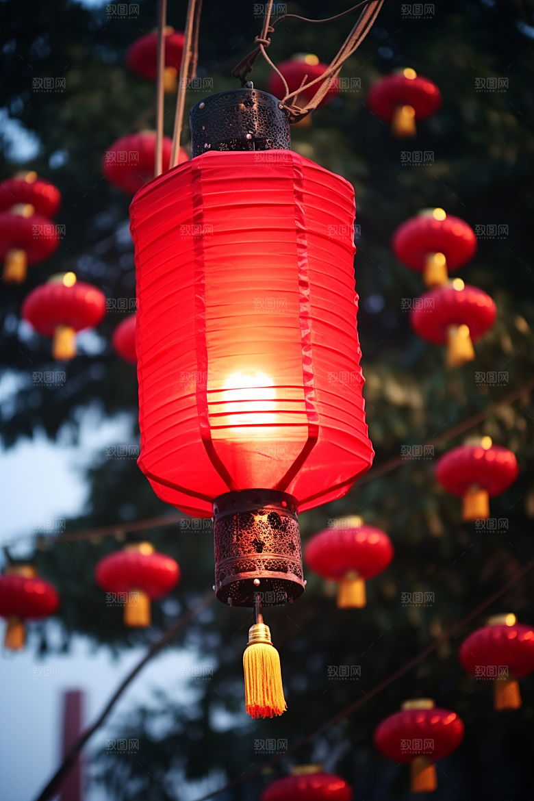 春节灯笼火热挂灯笼摄影图