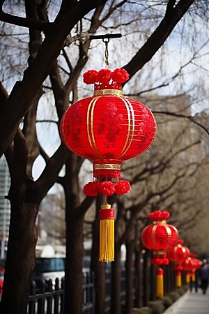 春节灯笼庆祝挂灯笼摄影图