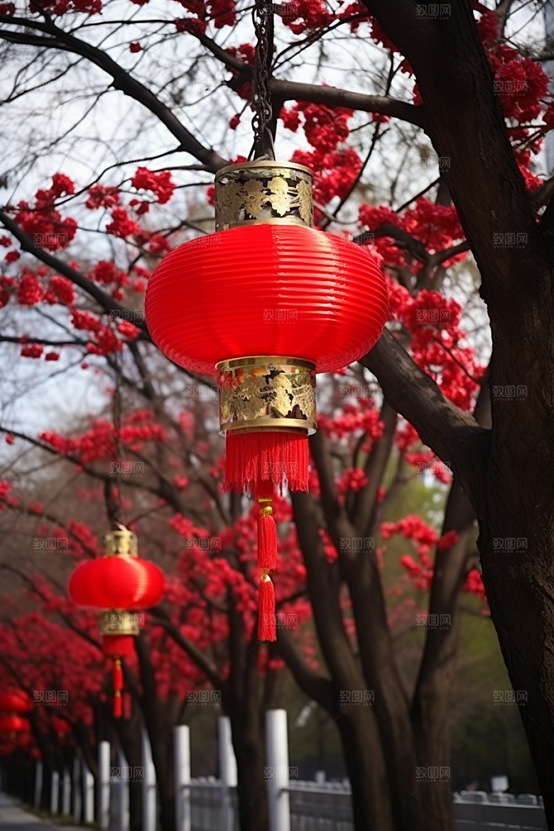 春节灯笼红火喜庆摄影图
