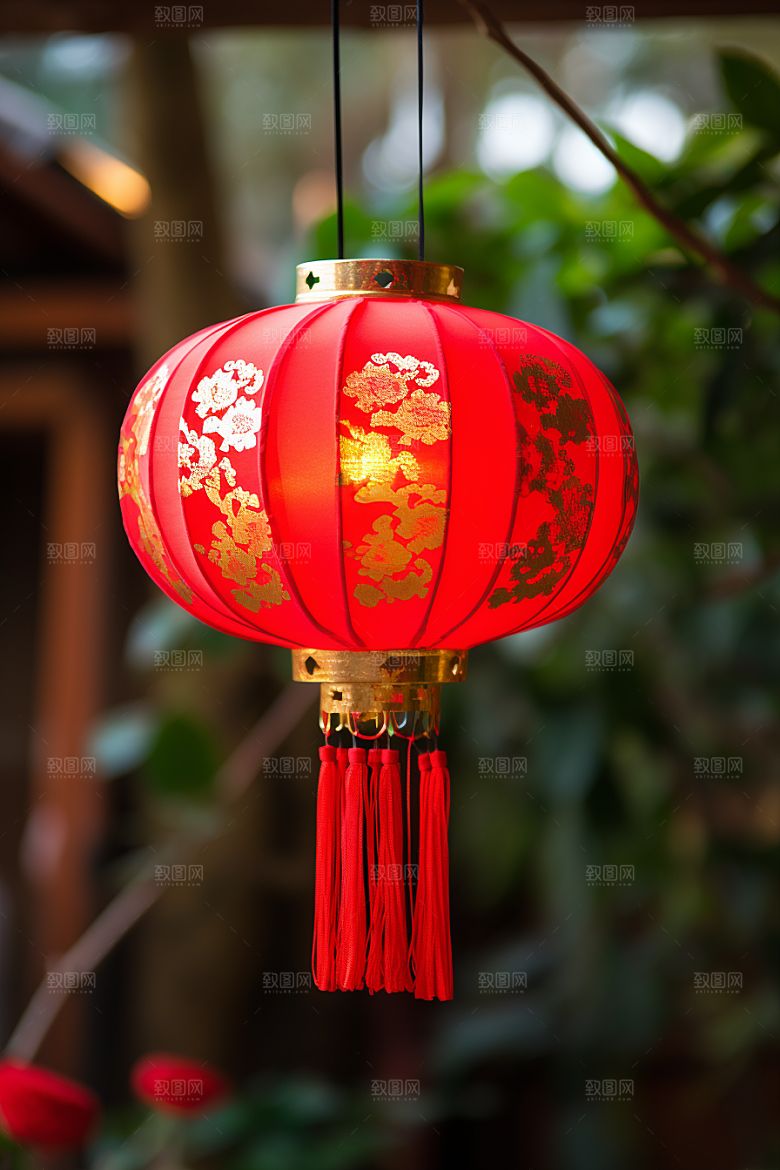 春节灯笼火热庆祝摄影图