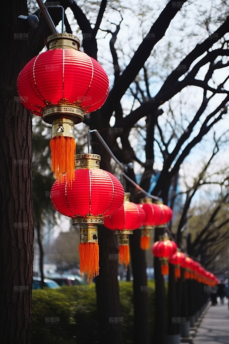 春节灯笼庆贺新年摄影图