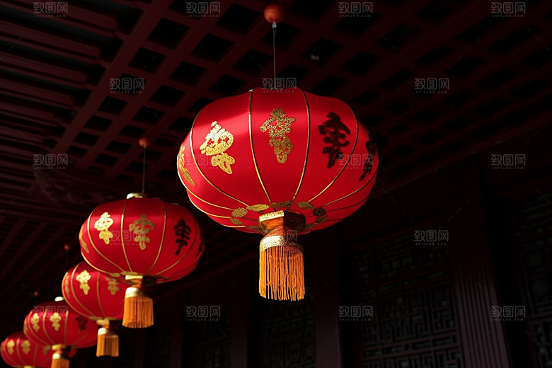 春节灯笼庆贺过年摄影图