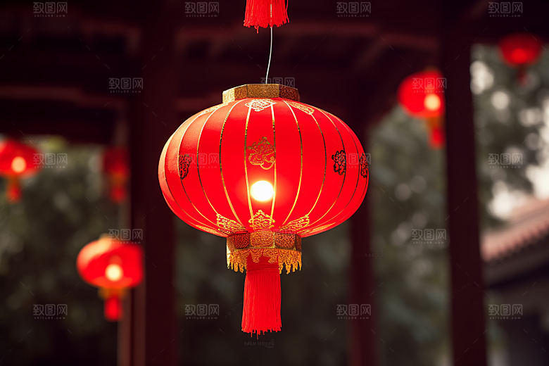 春节灯笼挂灯笼火热摄影图