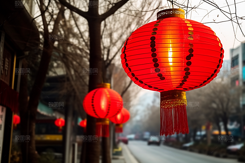 春节灯笼喜庆挂灯笼摄影图