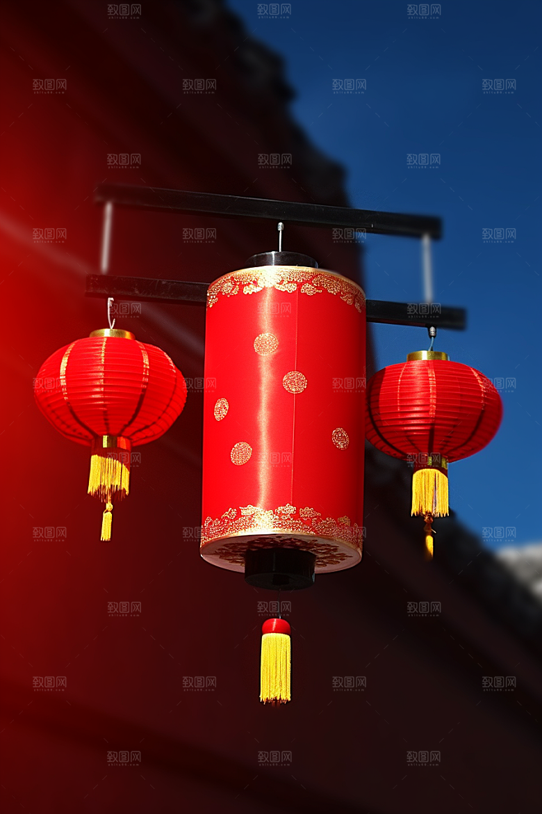 春节灯笼庆贺高清摄影图