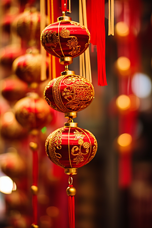 春节灯笼庆祝新年摄影图