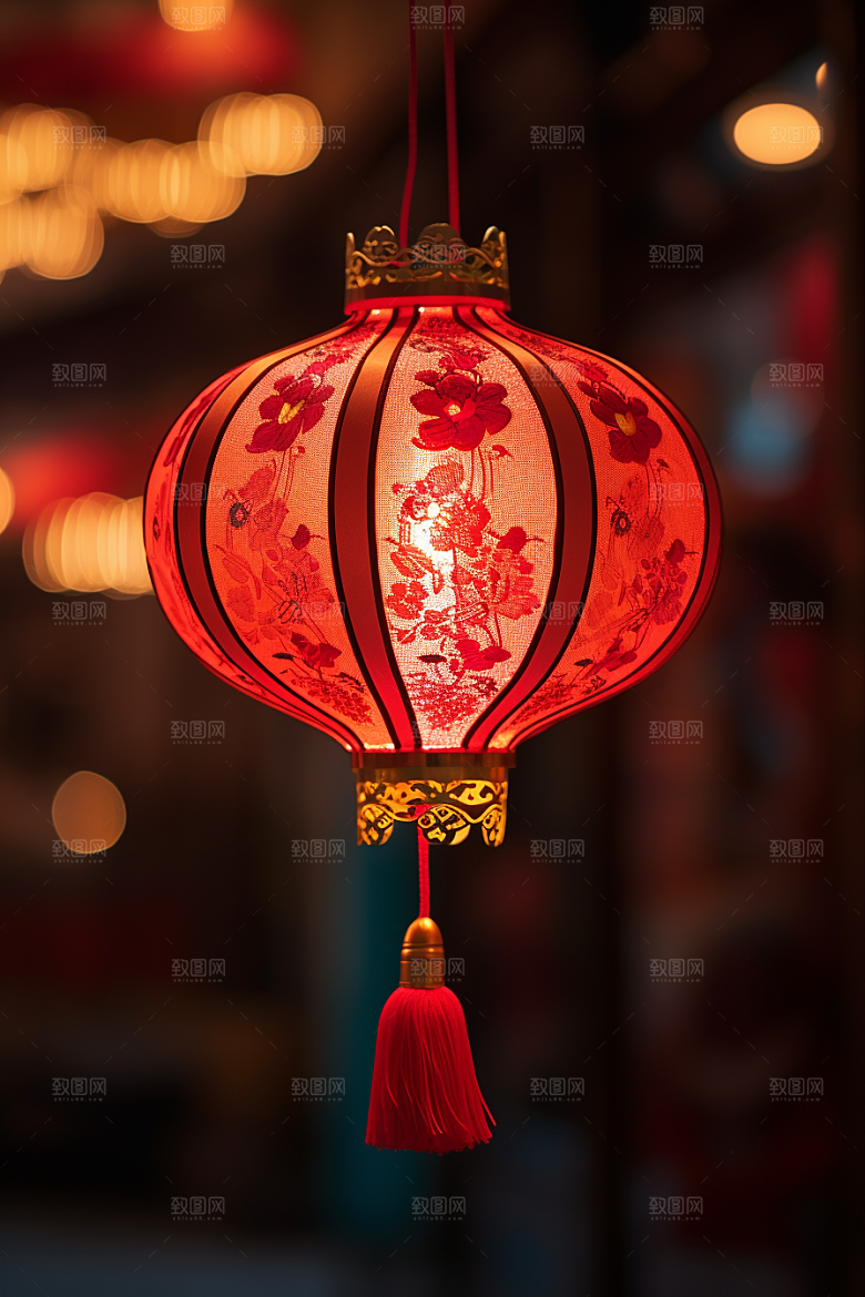 春节灯笼红火过年摄影图