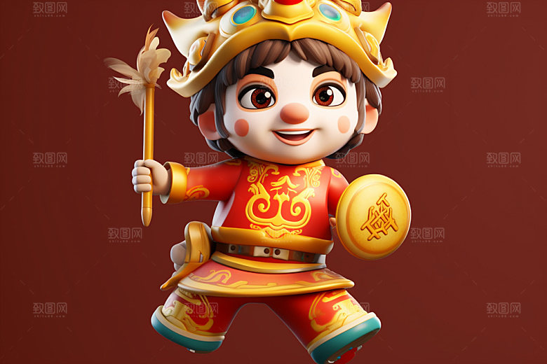 春节人物热闹IP模型