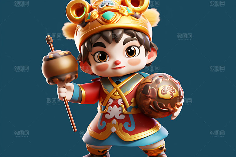 春节人物IP喜庆模型