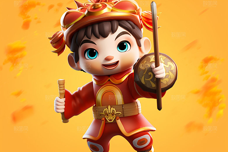 春节人物喜庆形象模型