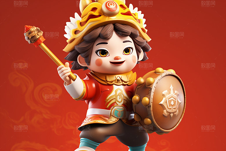 春节人物可爱IP模型