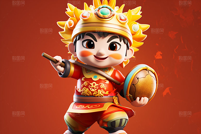 春节人物喜庆3D模型