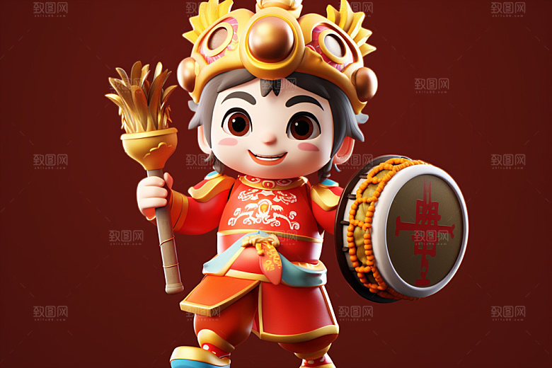 春节人物立体过年模型