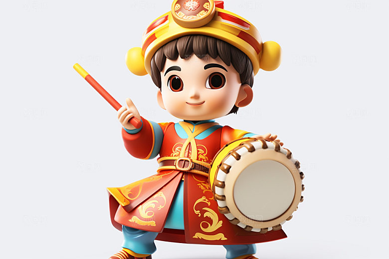 春节人物喜庆热闹模型