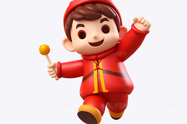春节人物3D立体模型