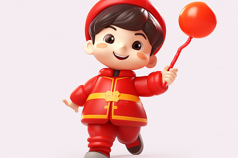 春节人物过年热闹模型