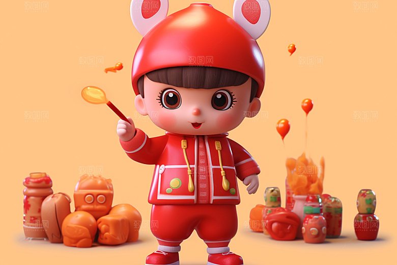 春节人物3D形象模型