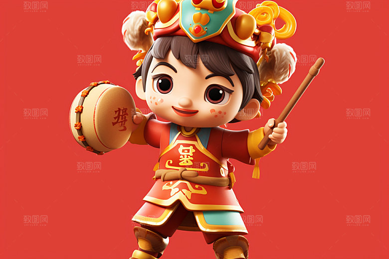 春节人物立体过年模型