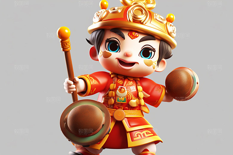 春节人物可爱过年模型