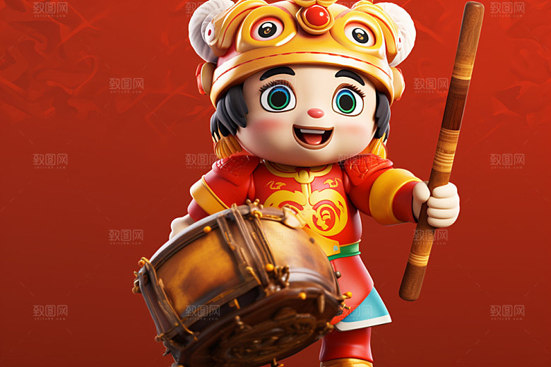 春节人物过年IP模型