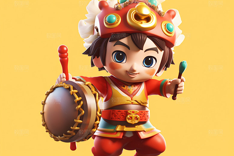 春节人物IP可爱模型