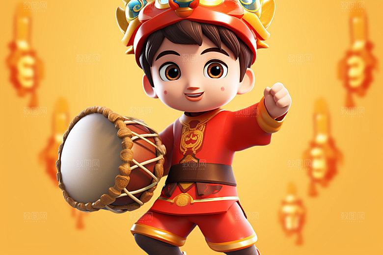 春节人物IP热闹模型