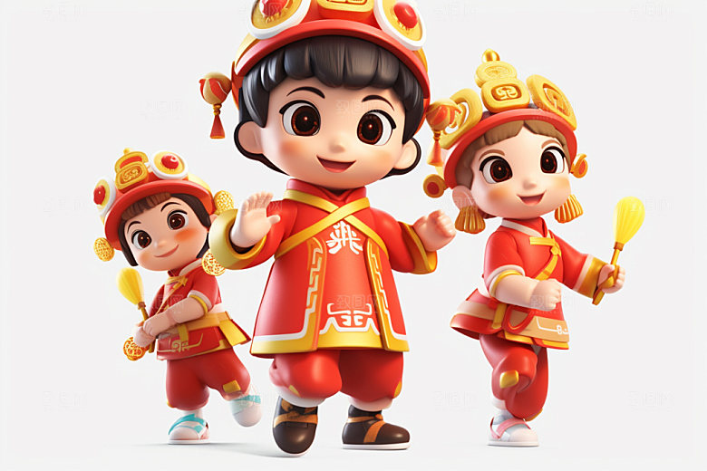 春节人物喜庆可爱模型