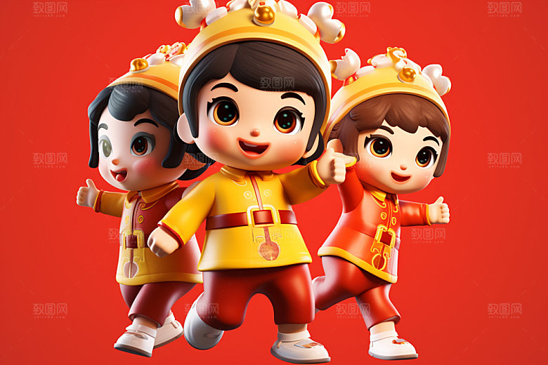 春节人物IP过年模型