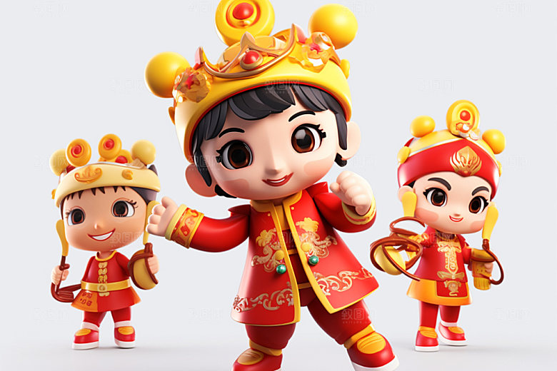 春节人物IP喜庆模型
