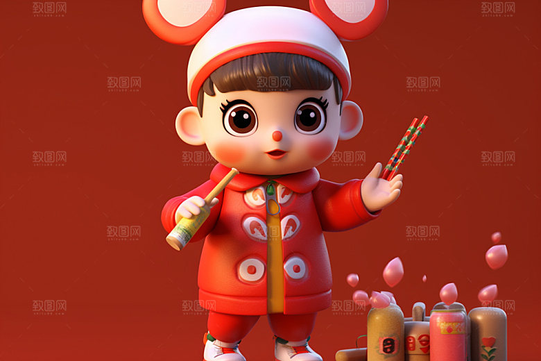 春节人物3D形象模型