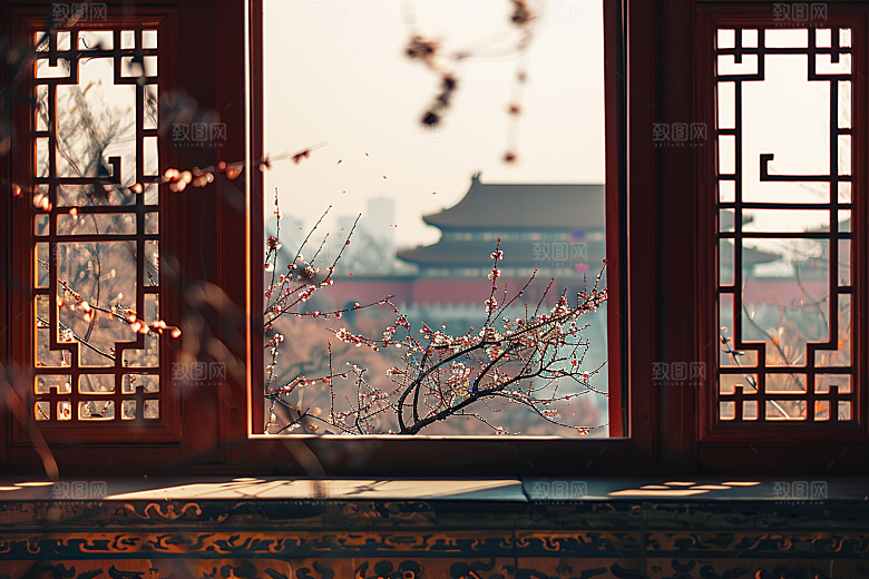窗外的春色自然高清摄影图