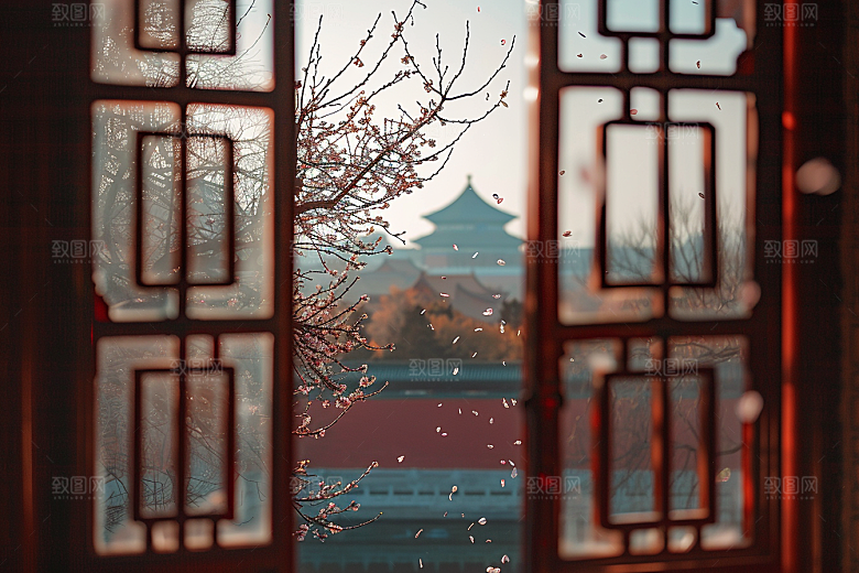 窗外的春色风光春天摄影图