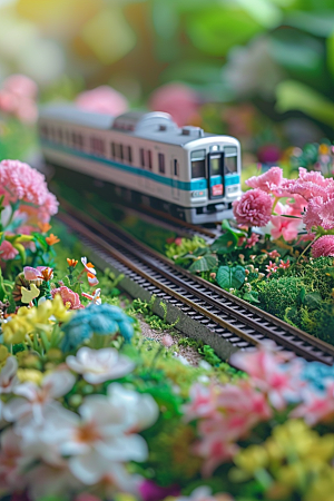 开往春天的列车火车灿烂微距摄影