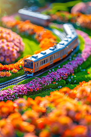 开往春天的列车火车彩色微距摄影
