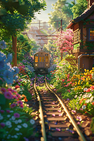 开往春天的列车立体花朵微距摄影