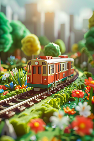 开往春天的列车彩色花朵微距摄影