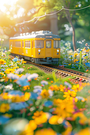 开往春天的列车唯美春季微距摄影
