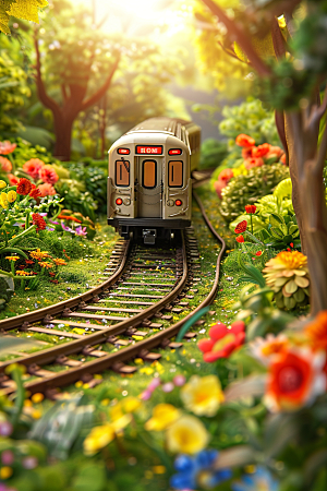 开往春天的列车繁花似锦彩色微距摄影