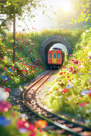 开往春天的列车花卉火车微距摄影