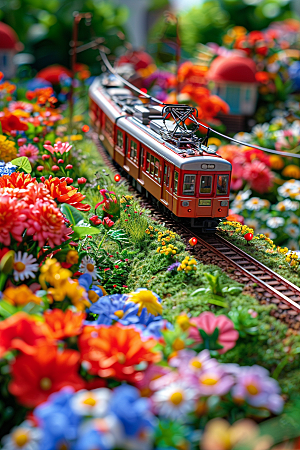 开往春天的列车火车唯美微距摄影