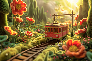 开往春天的列车火车灿烂微距摄影